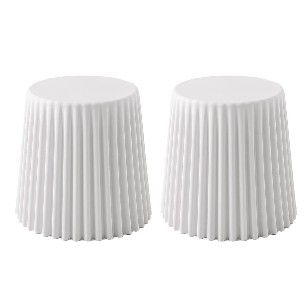 Outdoor Stool Set of 2 Bar Stools Plastic Cupcake White