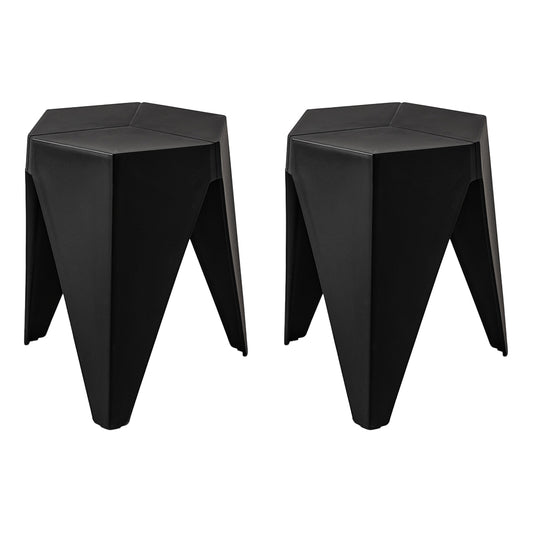 Outdoor Stool Set of 2 Bar Stools Plastic Puzzle Black