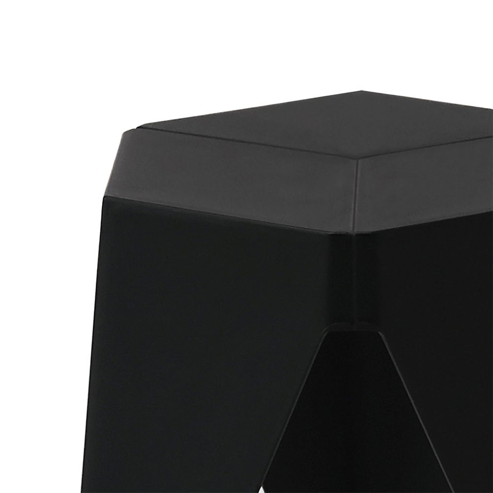 Outdoor Stool Set of 2 Bar Stools Plastic Puzzle Black