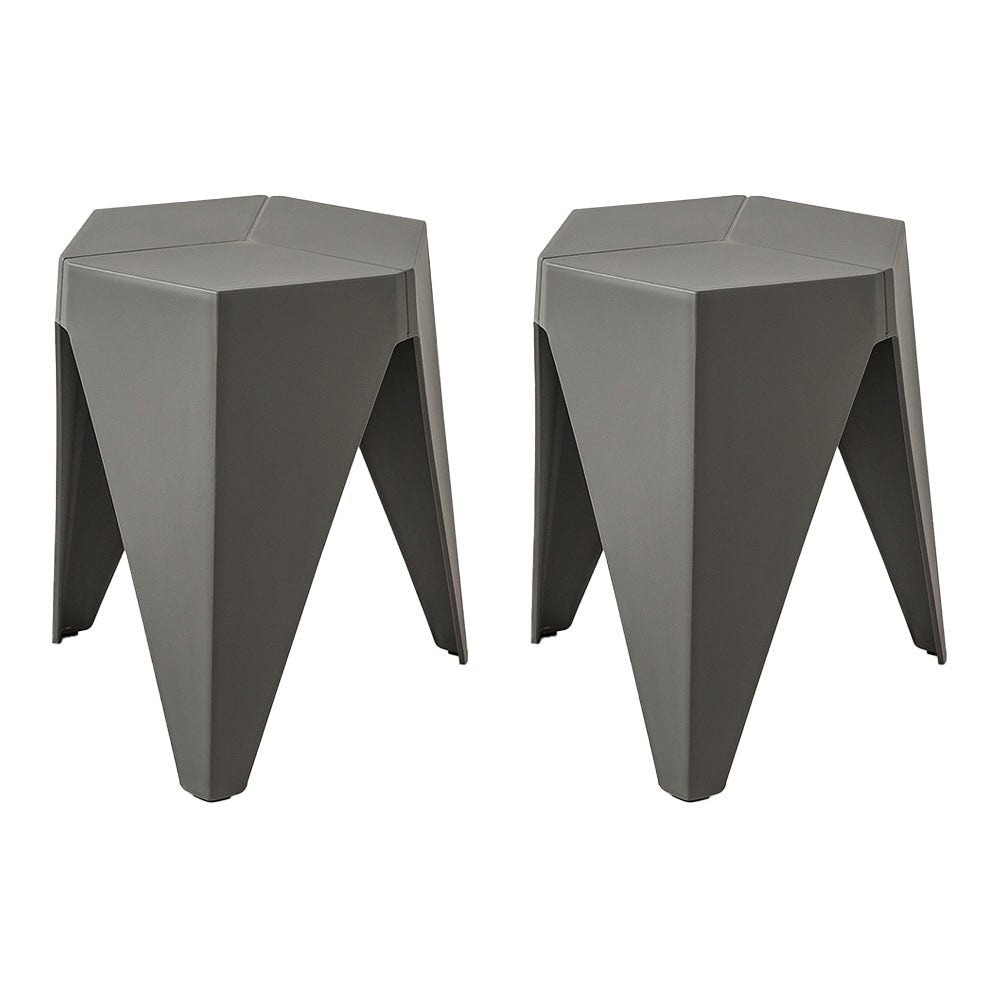 Outdoor Stool Set of 2 Bar Stools Plastic Puzzle Grey