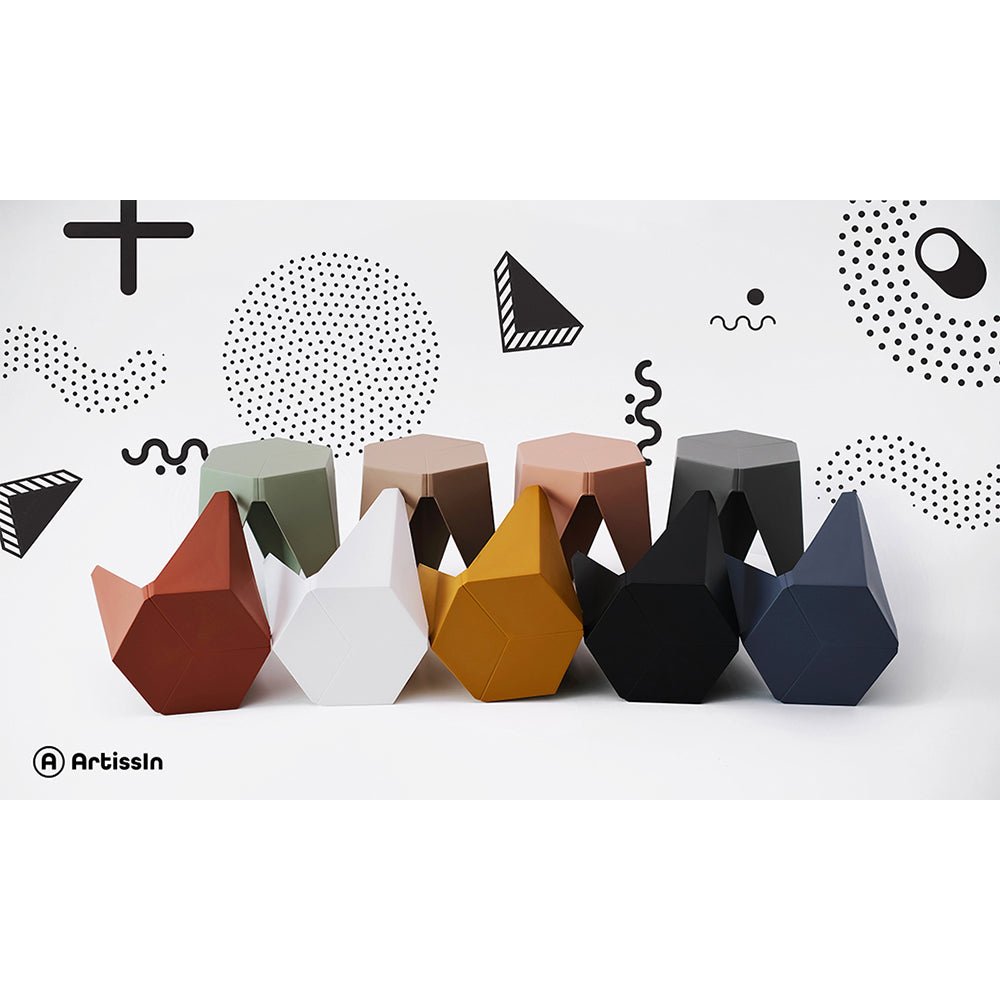 Outdoor Stool Set of 2 Bar Stools Plastic Puzzle Red