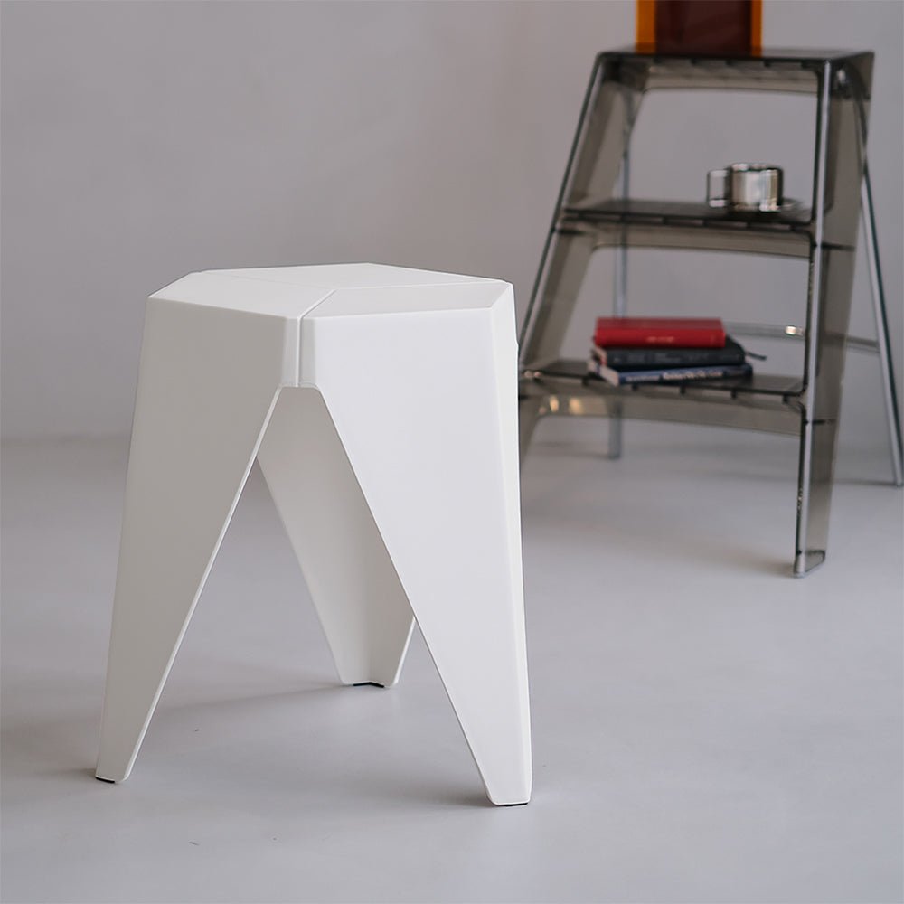 Outdoor Stool Set of 2 Bar Stools Plastic Puzzle White