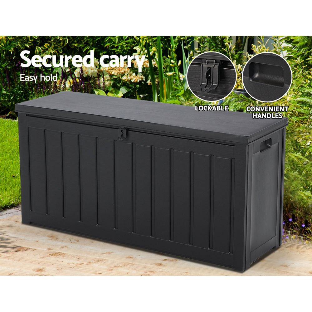 Outdoor Storage Box 240L Container Lockable Garden Bench Tool Black