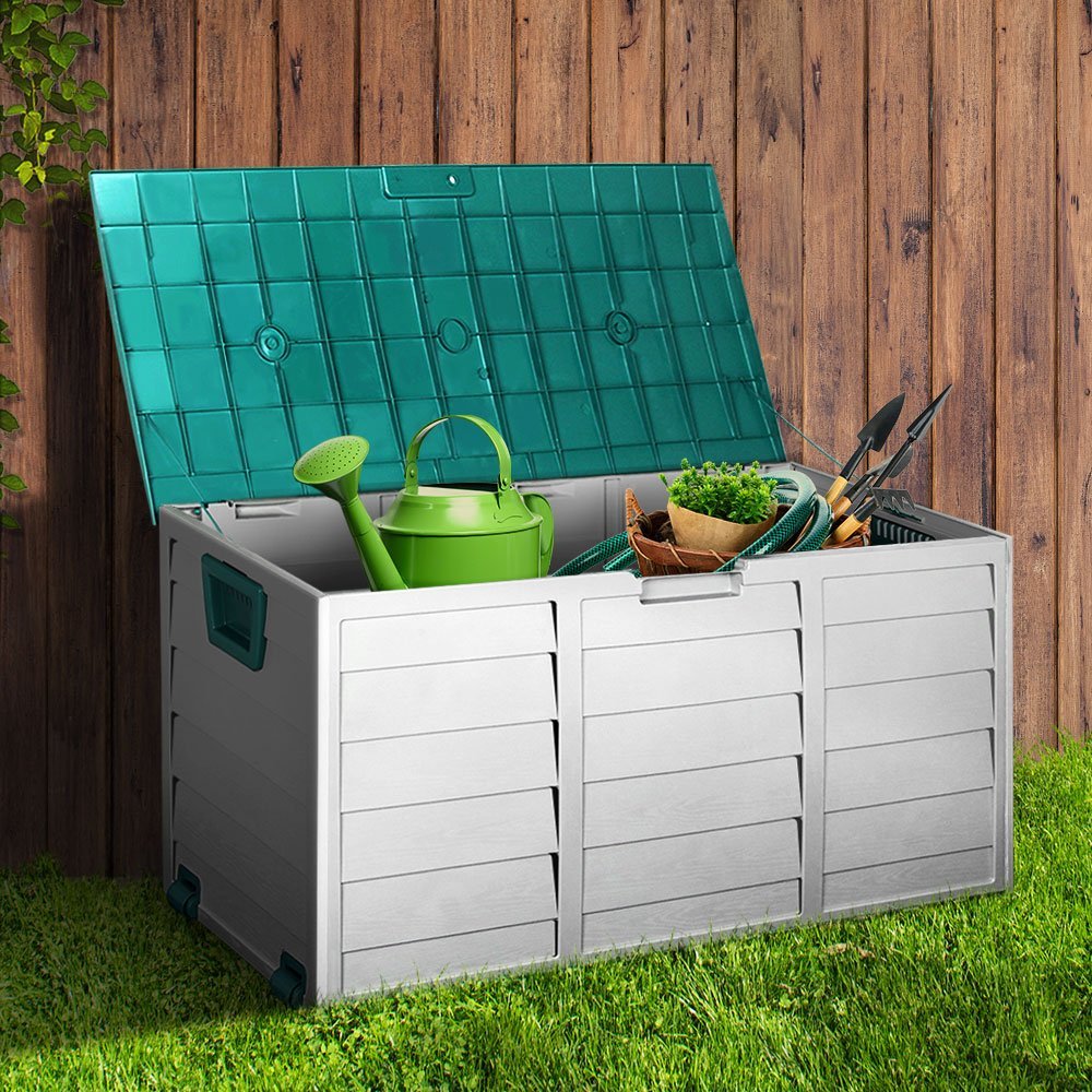 Outdoor Storage Box 290L Lockable Organiser Garden Deck Tool Green
