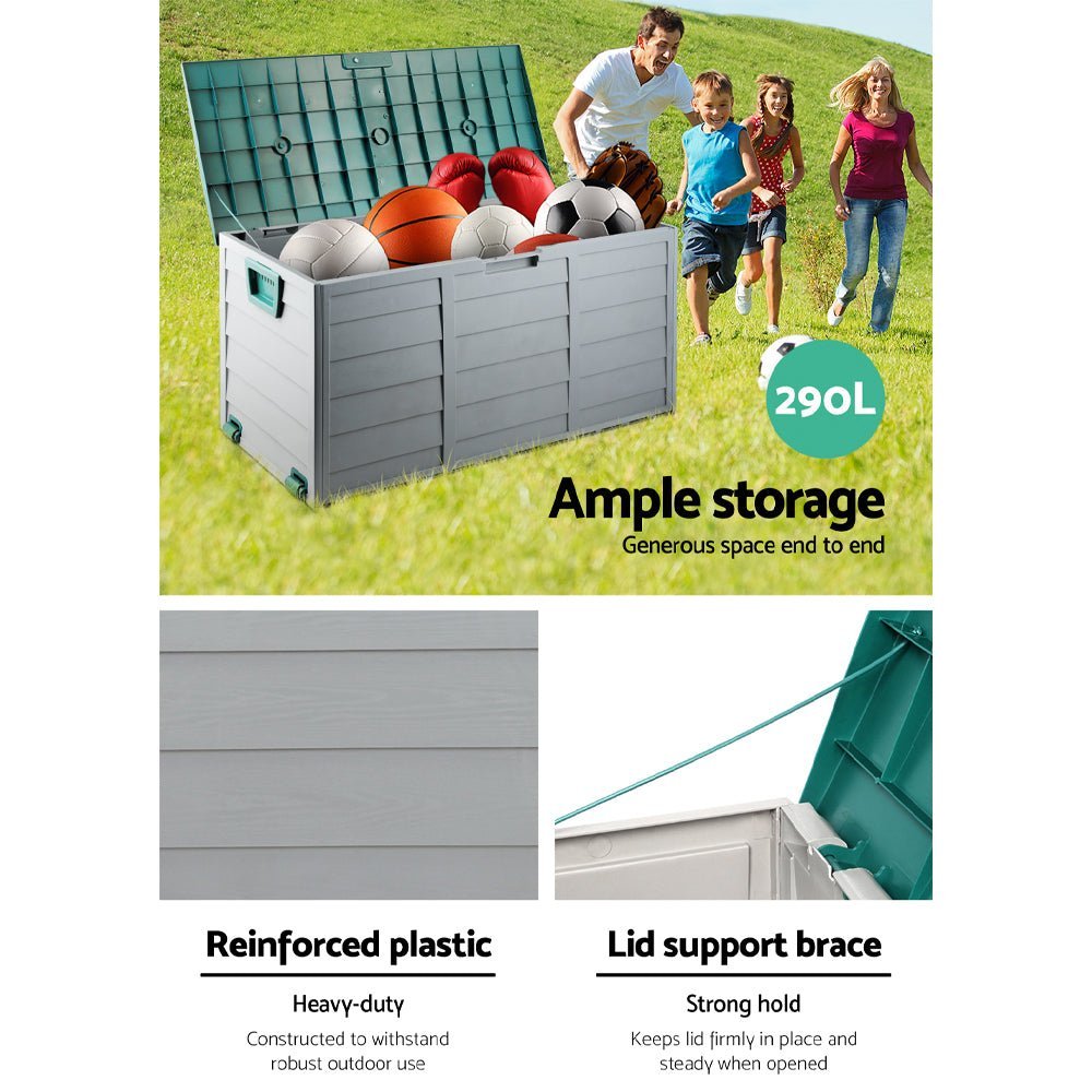 Outdoor Storage Box 290L Lockable Organiser Garden Deck Tool Green