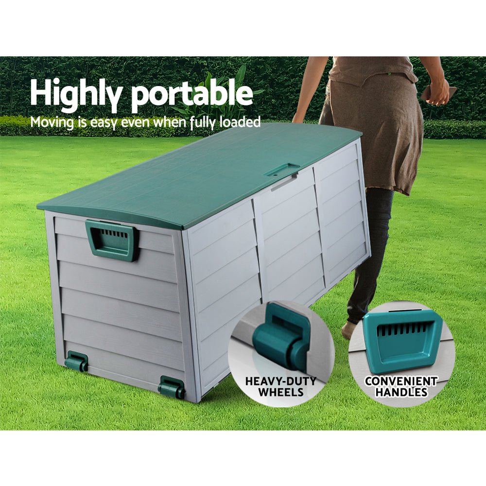 Outdoor Storage Box 290L Lockable Organiser Garden Deck Tool Green