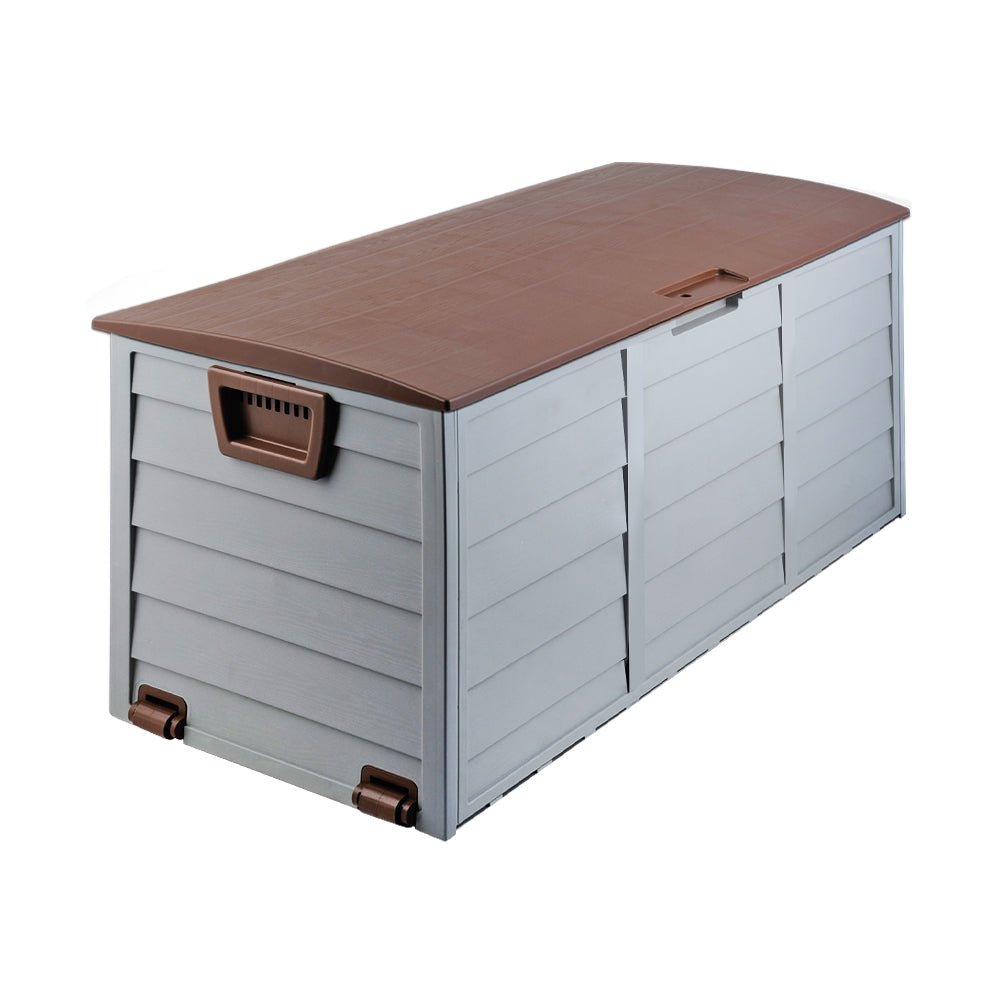 Outdoor Storage Box 290L Lockable Organiser Garden Deck Brown