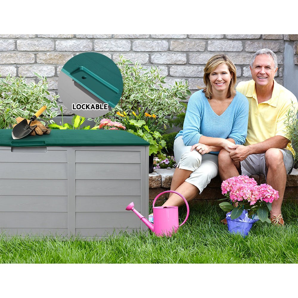 Outdoor Storage Box 290L Lockable Organiser Garden Deck Tool Green