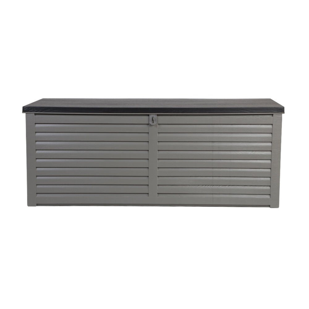 Outdoor Storage Box 390L Container Lockable Toy Deck Garden - Grey
