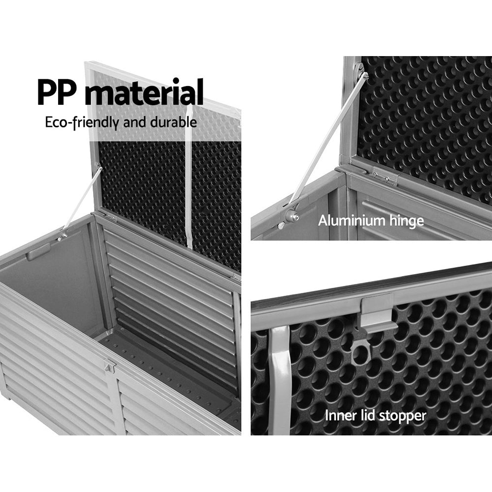 Outdoor Storage Box 390L Container Lockable Toy Deck Garden - Grey