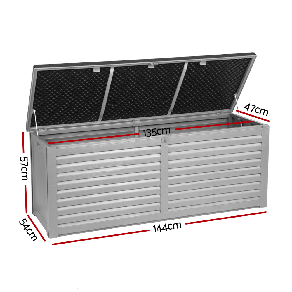 Outdoor Storage Box 390L Container Lockable Toy Deck Garden - Grey