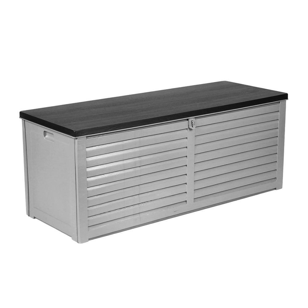 Outdoor Storage Box 390L Container Lockable Toy Deck Garden - Grey