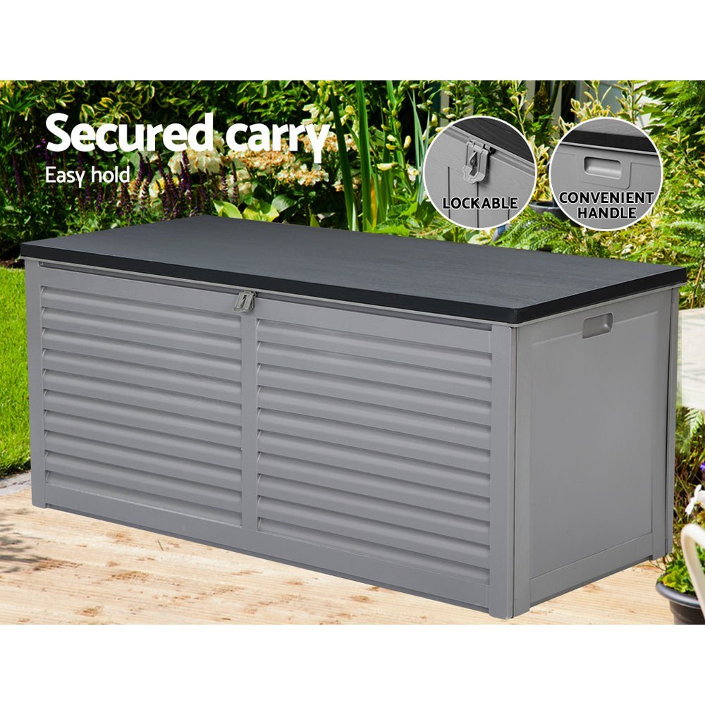 Outdoor Storage Box 490L Container Garden Toy Tool Sheds Chest Grey