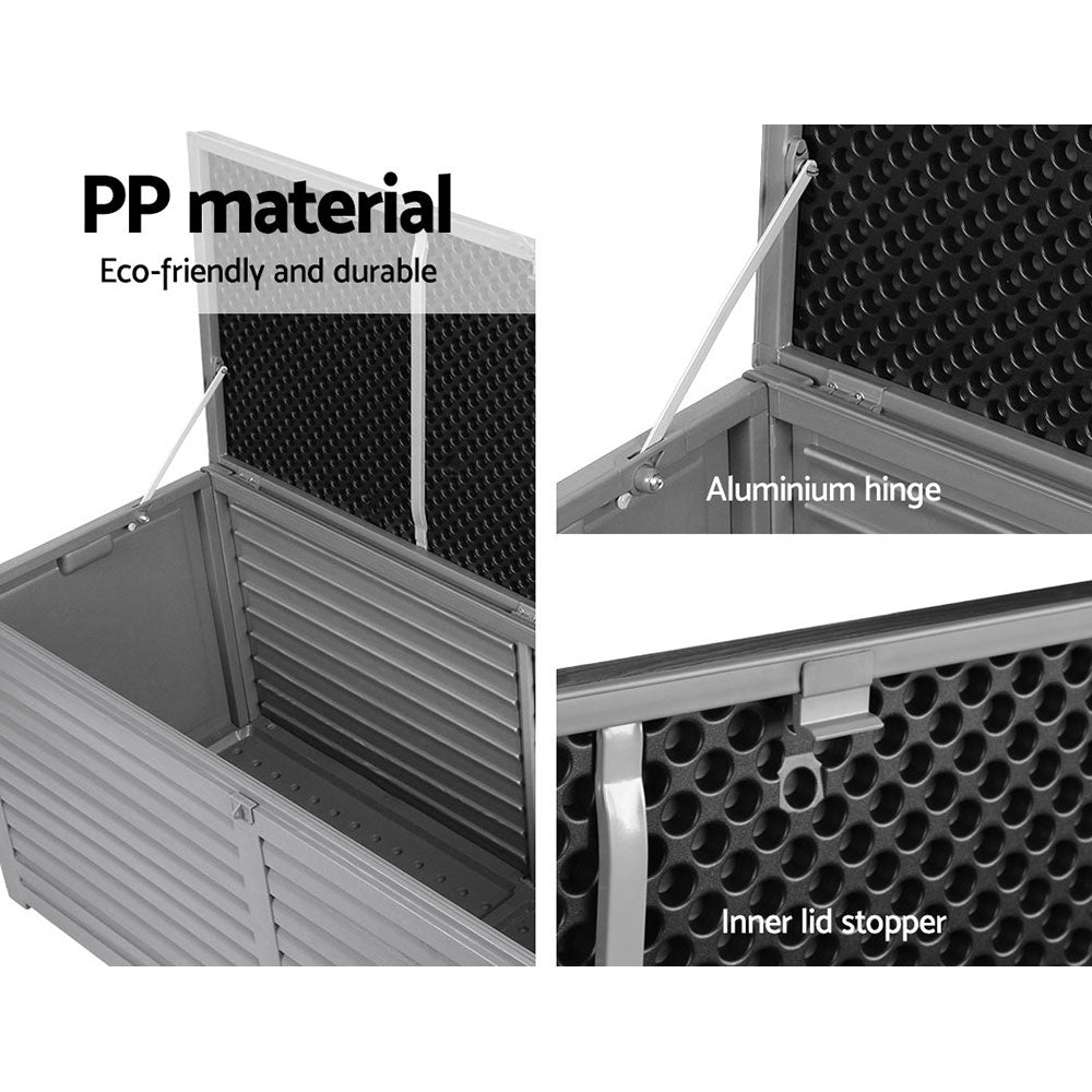 Outdoor Storage Box 490L Container Garden Toy Tool Sheds Chest Grey