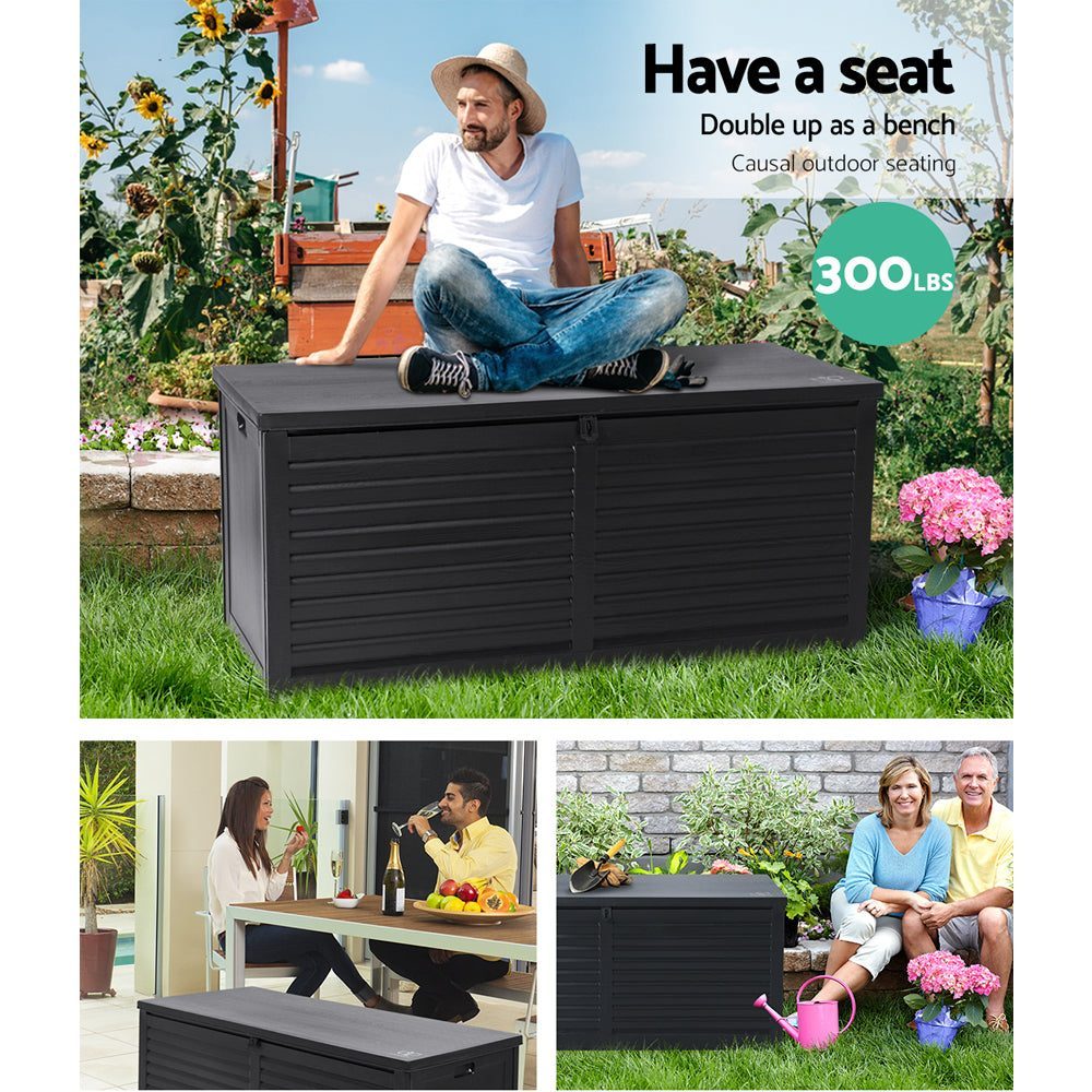 Outdoor Storage Box 490L Container Garden Toy Tool Sheds Chest Black