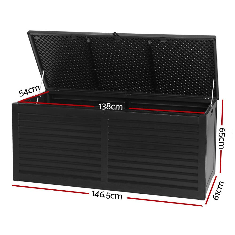 Outdoor Storage Box 490L Container Garden Toy Tool Sheds Chest Black