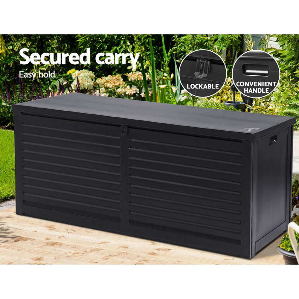 Outdoor Storage Box 490L Container Garden Toy Tool Sheds Chest Black
