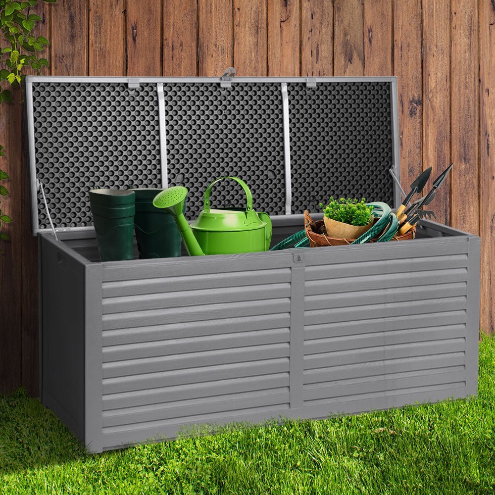 Outdoor Storage Box 490L Container Garden Toy Tool Sheds Chest Grey