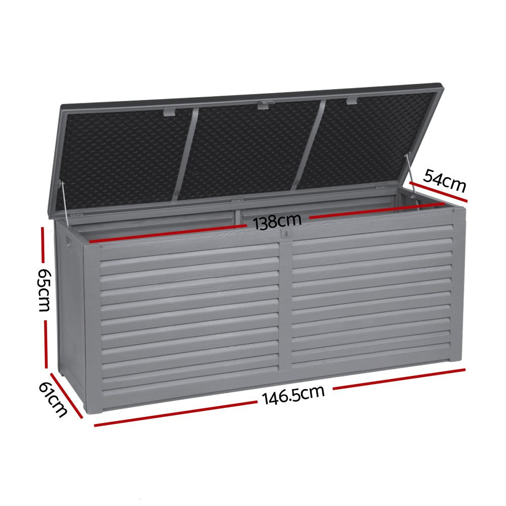 Outdoor Storage Box 490L Container Garden Toy Tool Sheds Chest Grey