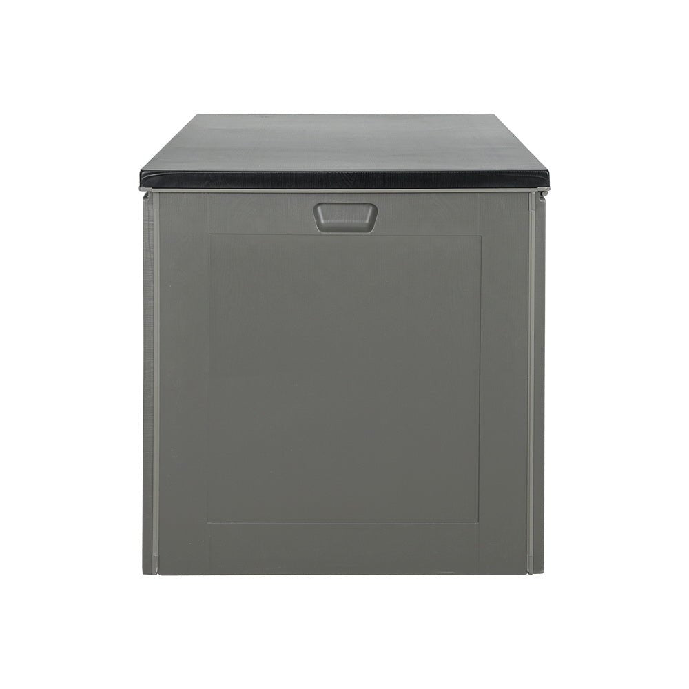 Outdoor Storage Box 680L Container Lockable Garden Bench Tool Shed Grey Black