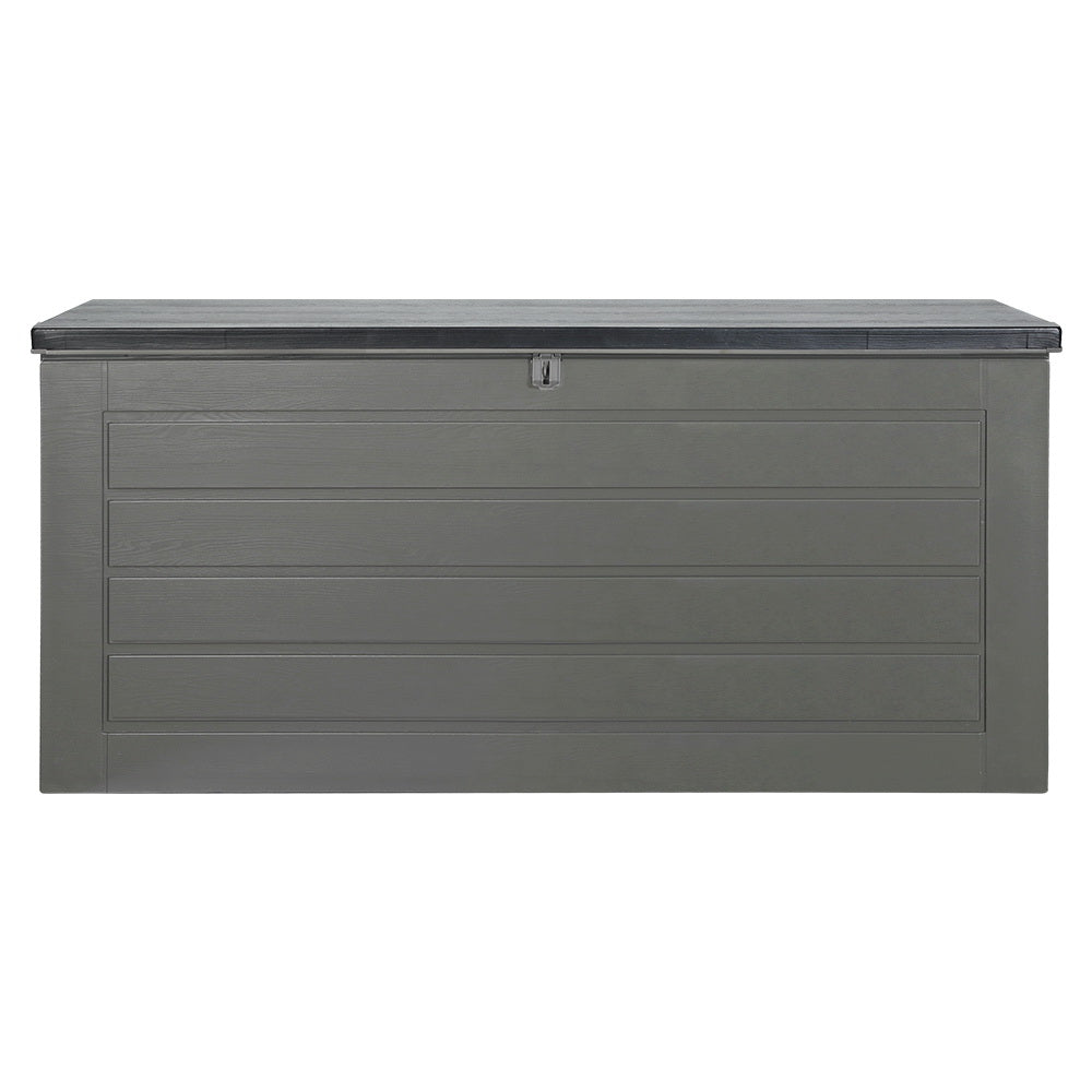 Outdoor Storage Box 680L Container Lockable Garden Bench Tool Shed Grey Black