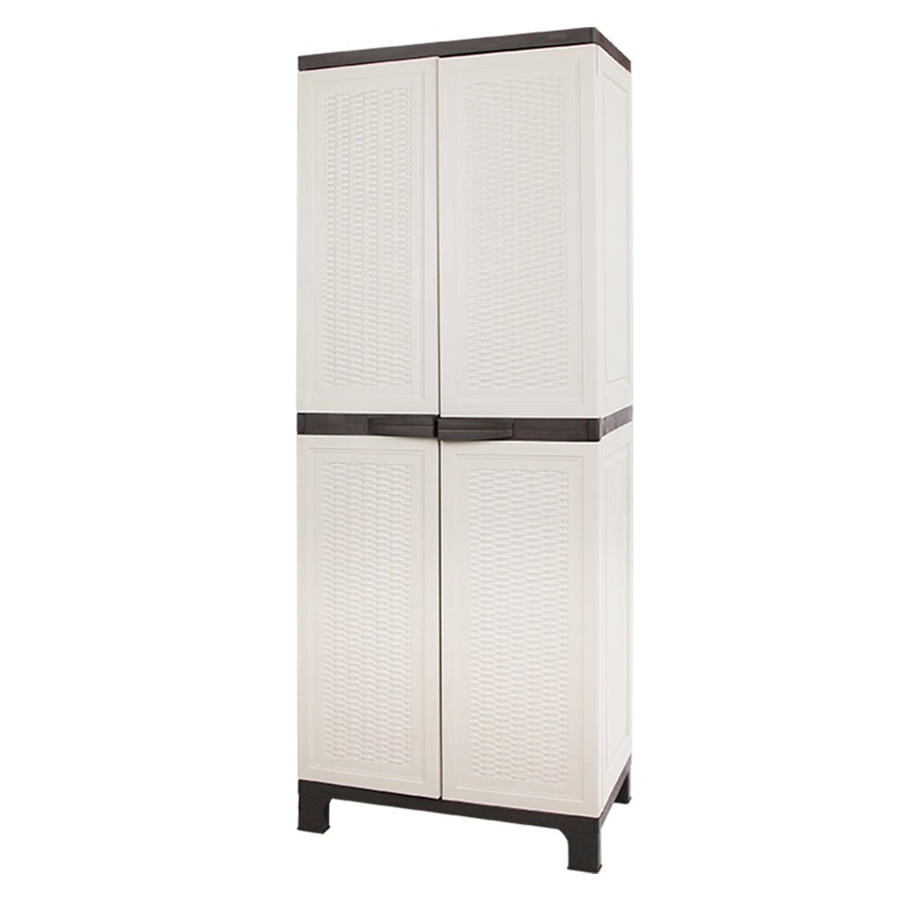Outdoor Storage Cabinet Gardeon 173cm Box Lockable Cupboard Garage Rattan Beige