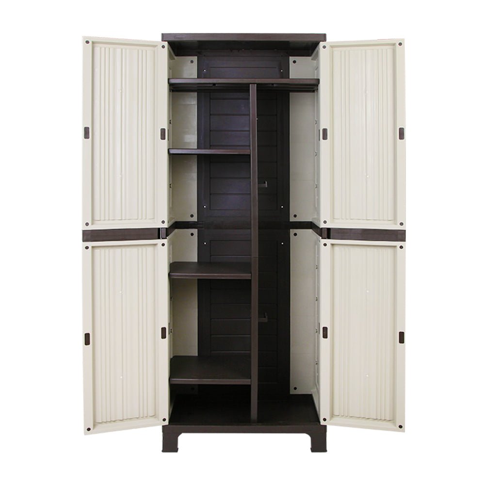 Outdoor Storage Cabinet Gardeon 173cm Box Lockable Cupboard Garage Beige