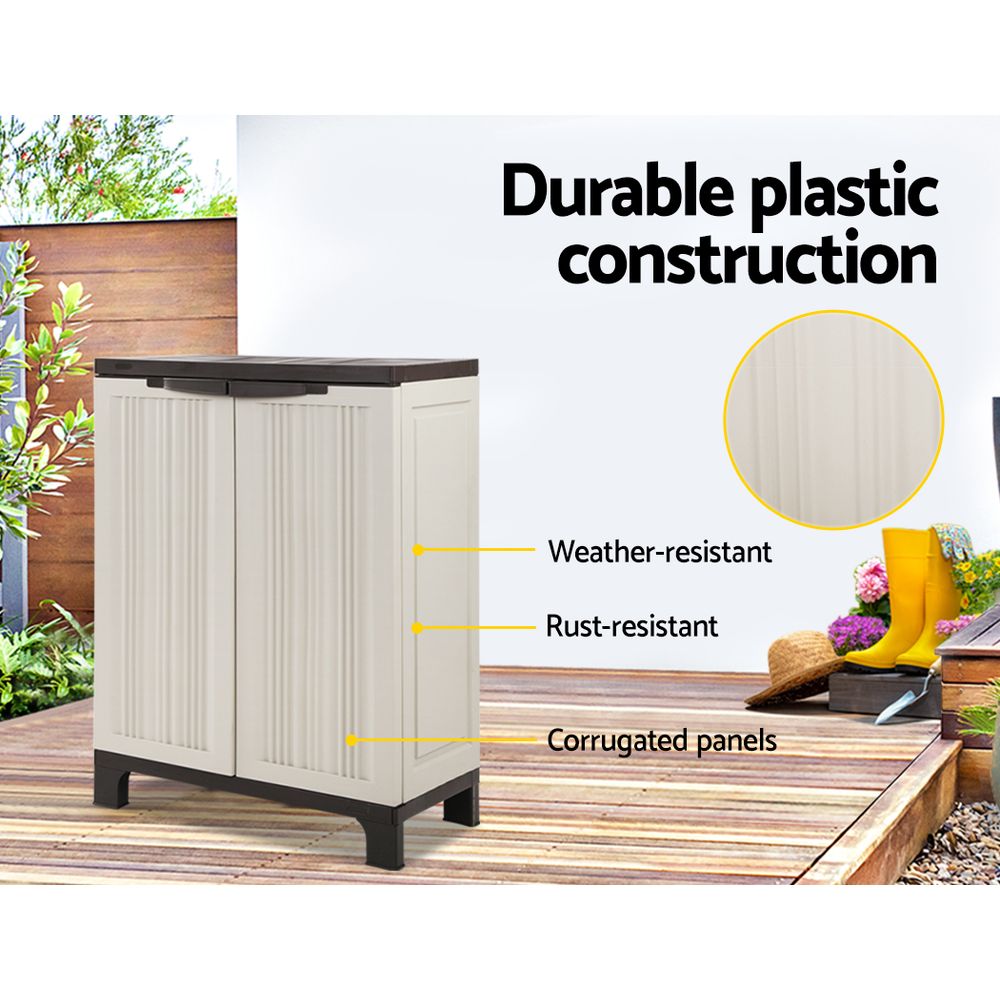 Outdoor Storage Cabinet Gardeon 92cm Box Lockable Cupboard Garage Beige