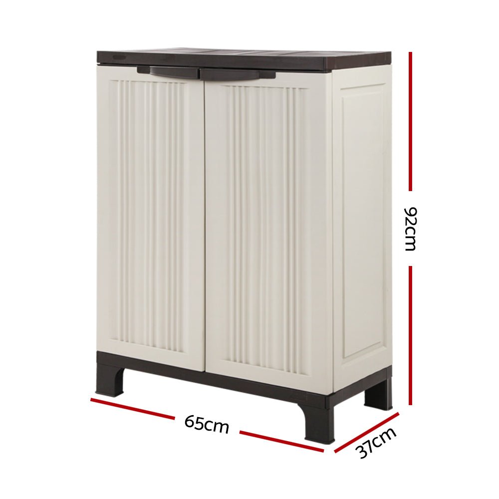 Outdoor Storage Cabinet Gardeon 92cm Box Lockable Cupboard Garage Beige