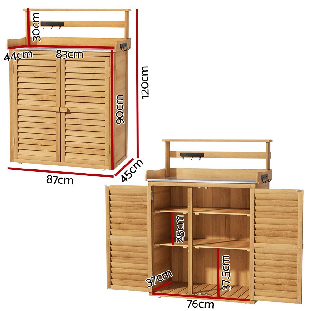 Outdoor Storage Cabinet Potting Bench Table Chest Garden