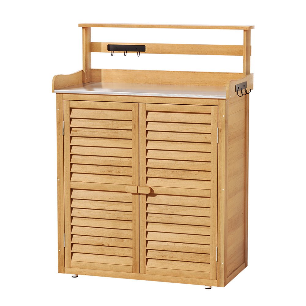 Outdoor Storage Cabinet Potting Bench Table Chest Garden