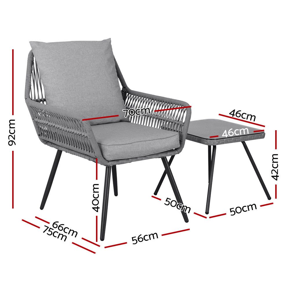 Conversation Set Chat Set Rattan Lounge Setting Gardeon Black