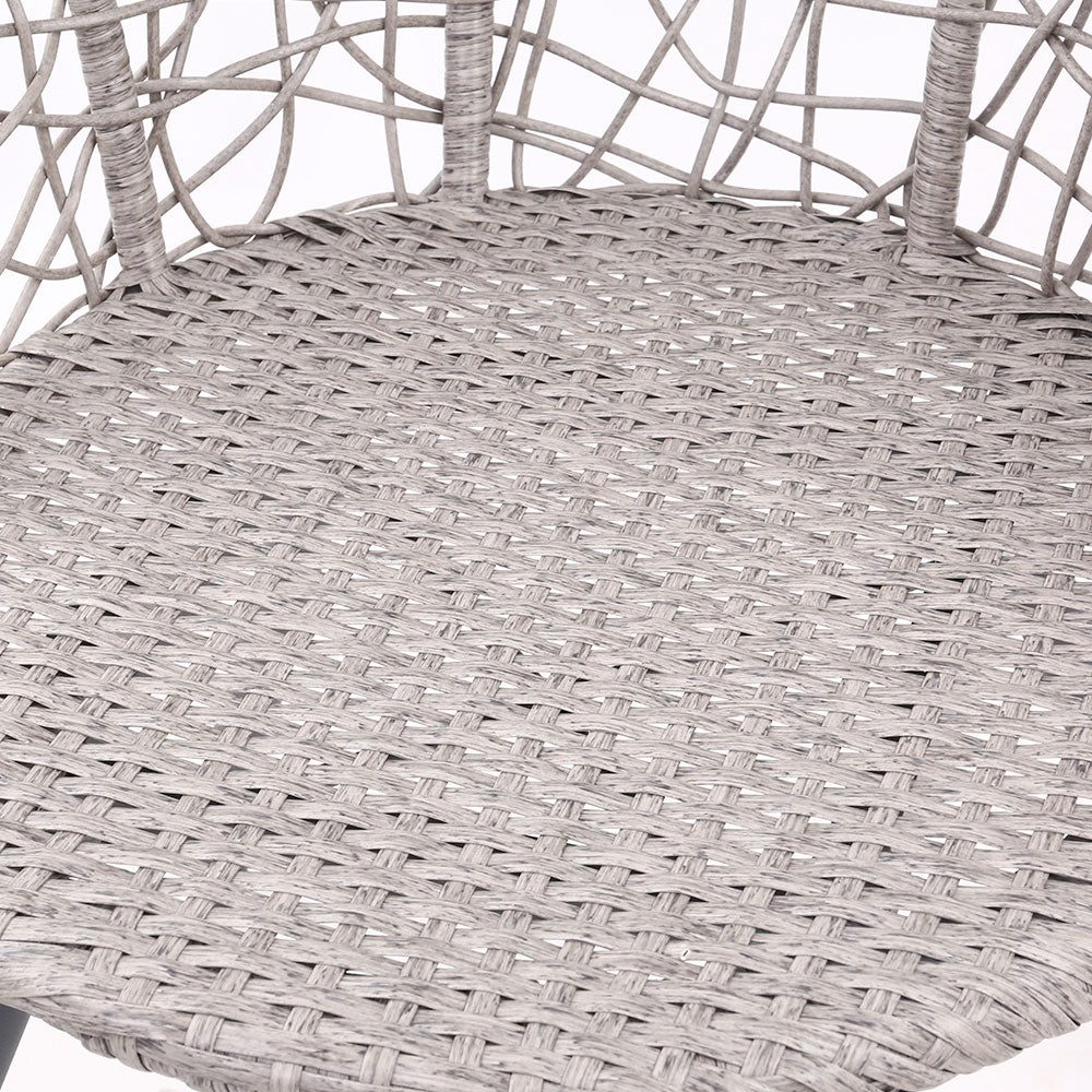 Conversation Set 3PC Rattan Web Gardeon Outdoor Table Chairs Grey