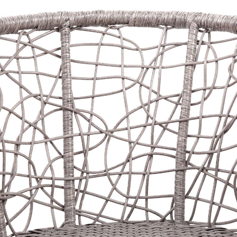 Conversation Set 3PC Rattan Web Gardeon Outdoor Table Chairs Grey