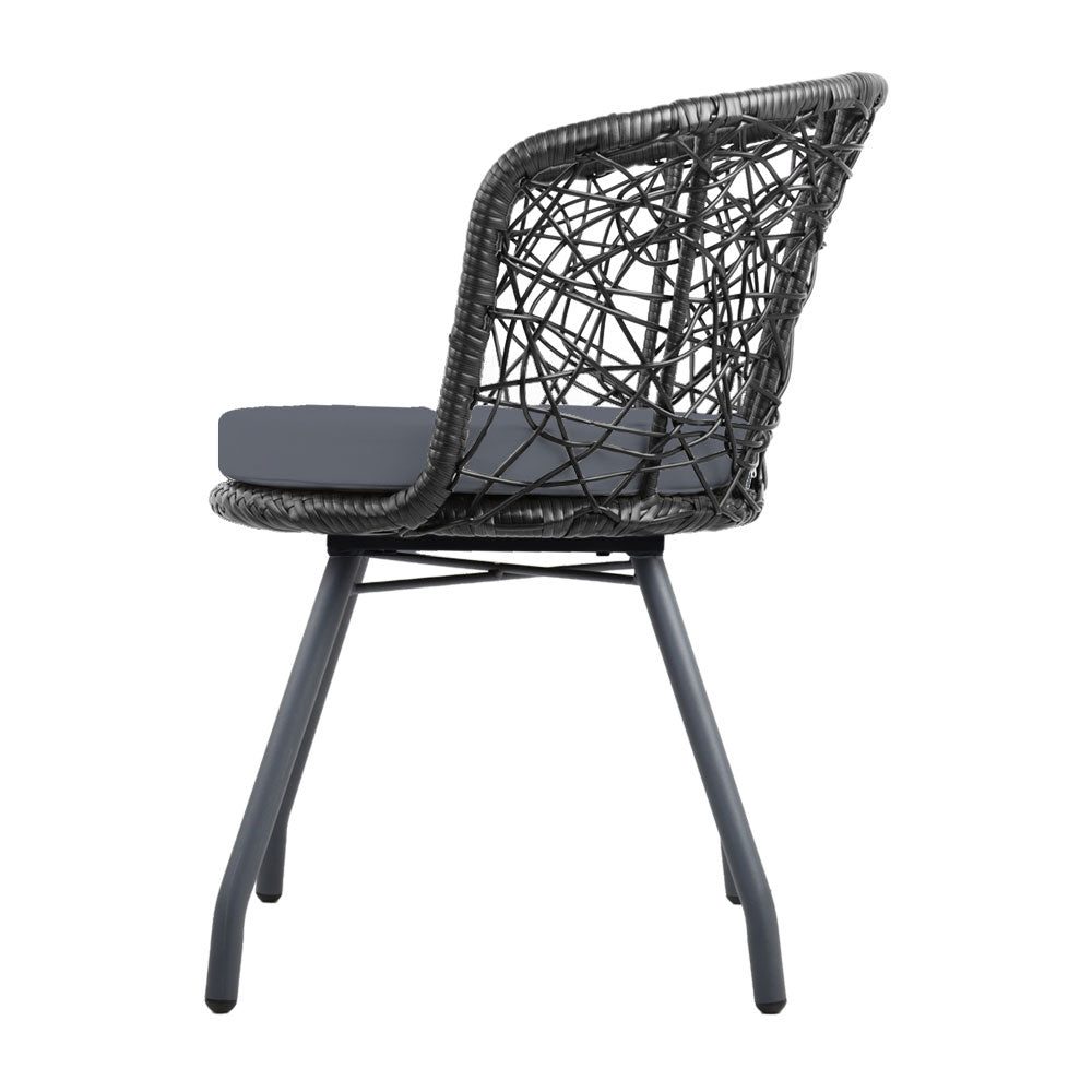 Conversation Set 3PC Rattan Web Gardeon Outdoor Table Chairs Black