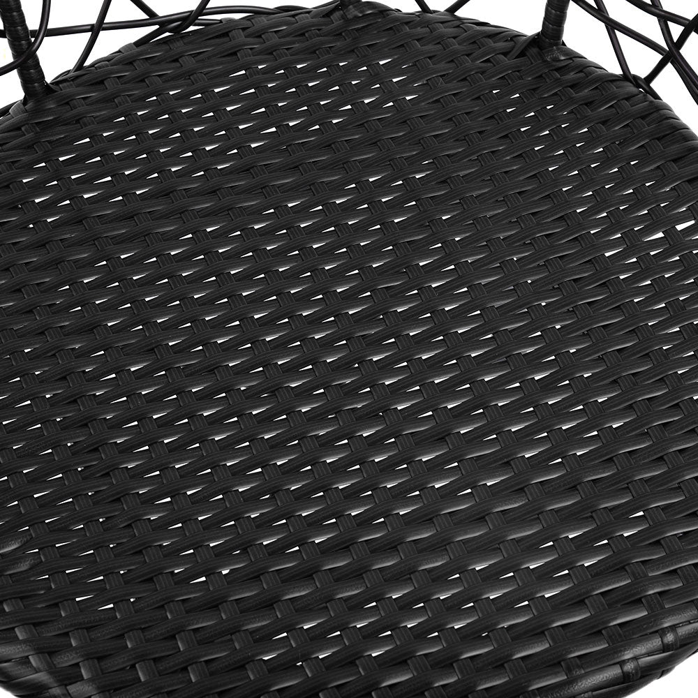 Conversation Set 3PC Rattan Web Gardeon Outdoor Table Chairs Black