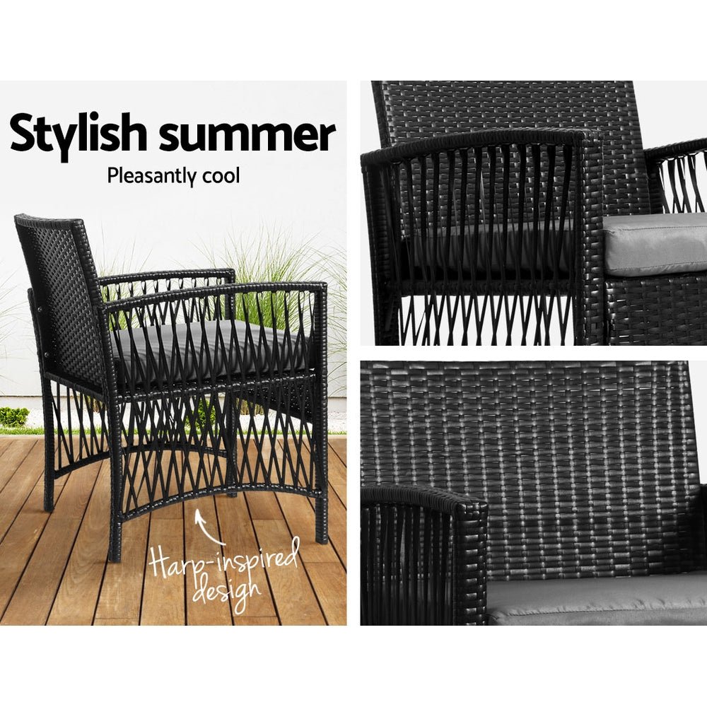 Conversation Set Chat Set 2 Seat Table Set Harp Black