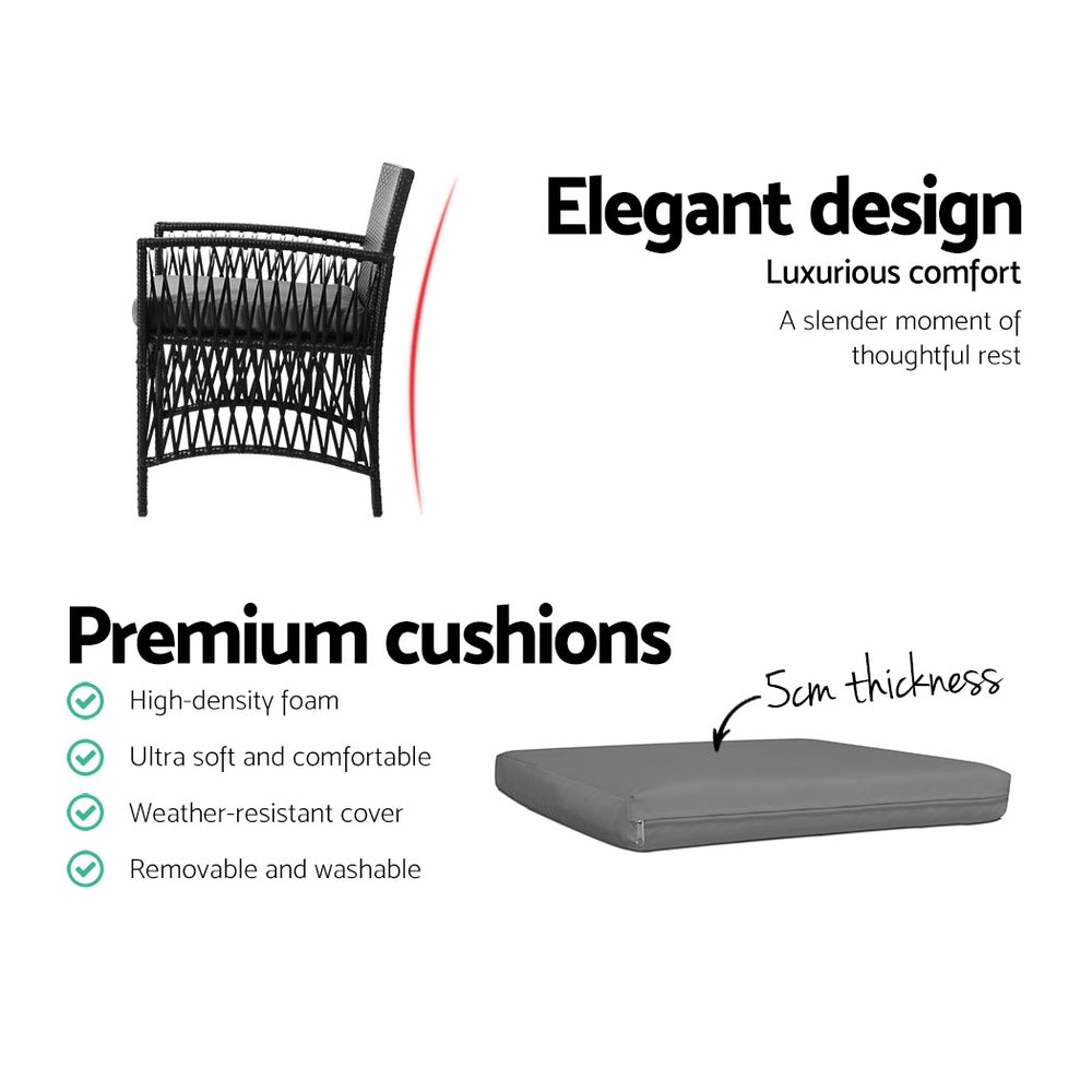 Conversation Set Chat Set 2 Seat Table Set Harp Black