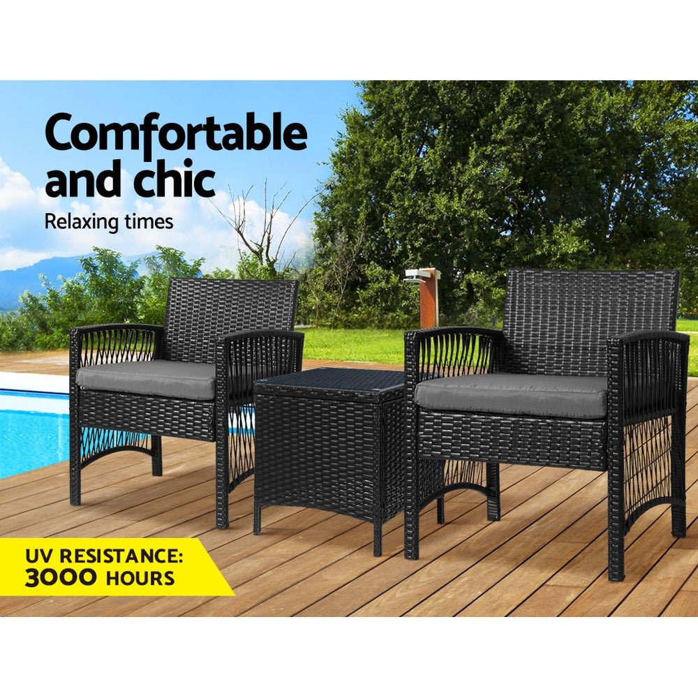 Conversation Set Chat Set 2 Seat Table Set Harp Black
