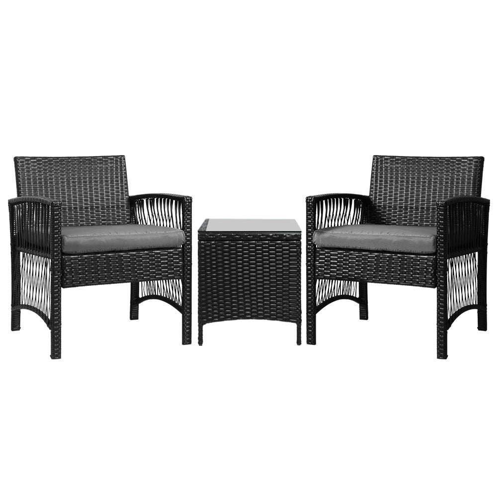 Conversation Set Chat Set 2 Seat Table Set Harp Black
