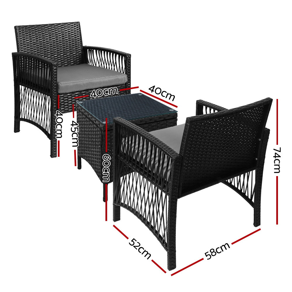 Conversation Set Chat Set 2 Seat Table Set Harp Black
