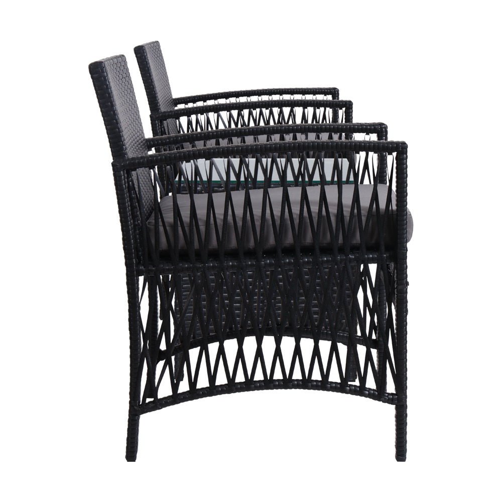 Conversation Set Chat Set 2 Seat Table Set Harp Black