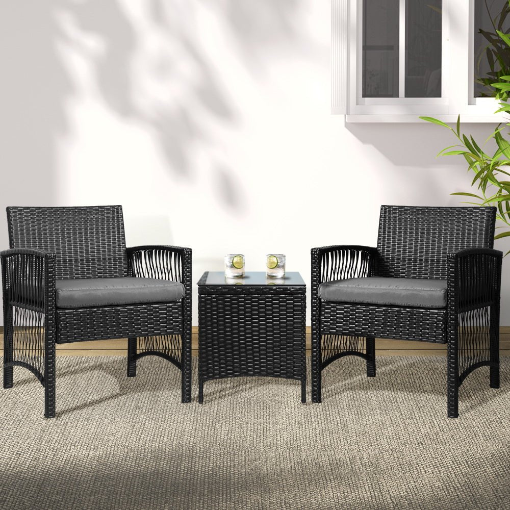 Conversation Set Chat Set 2 Seat Table Set Harp Black