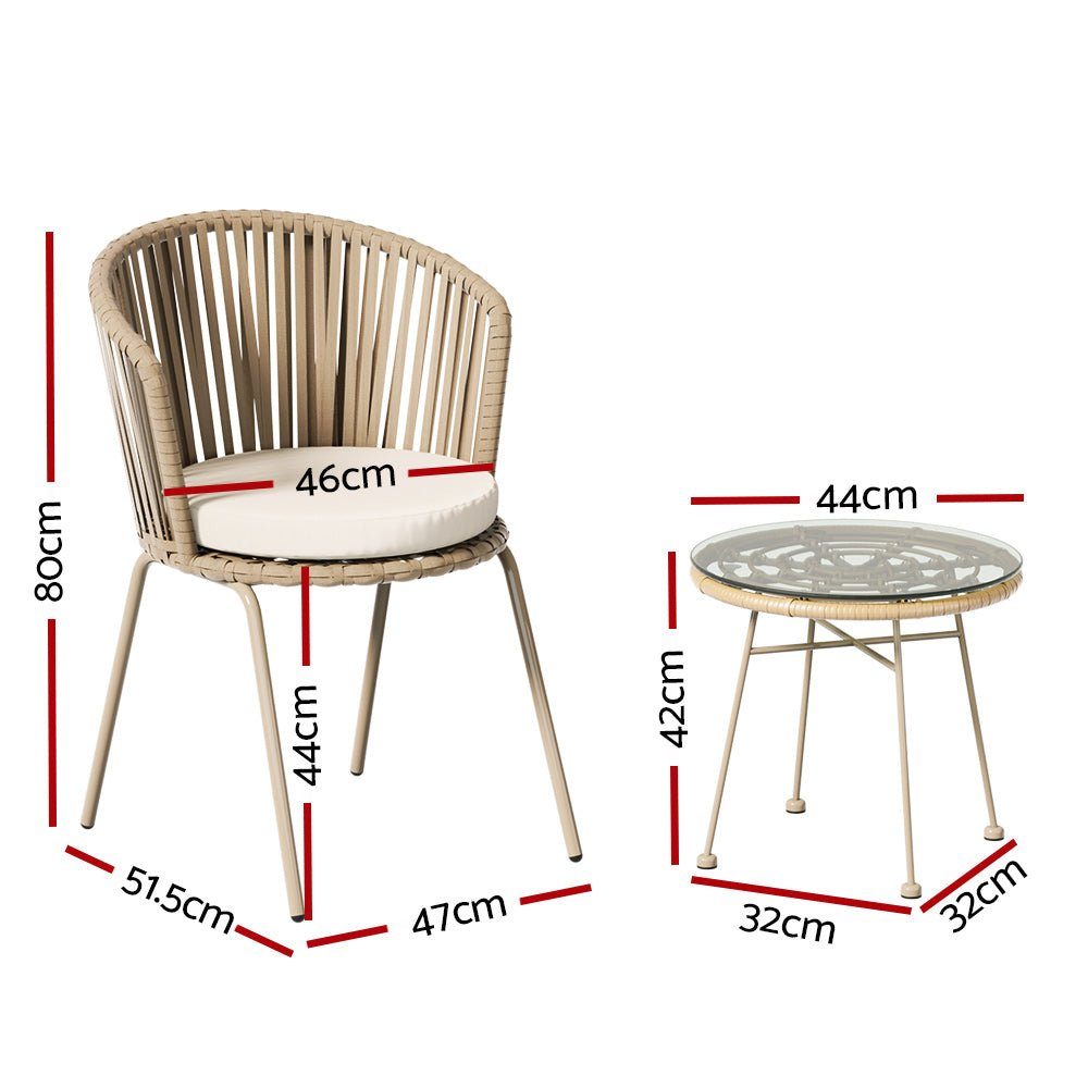 Conversation Set Patio Furniture Rope Beige