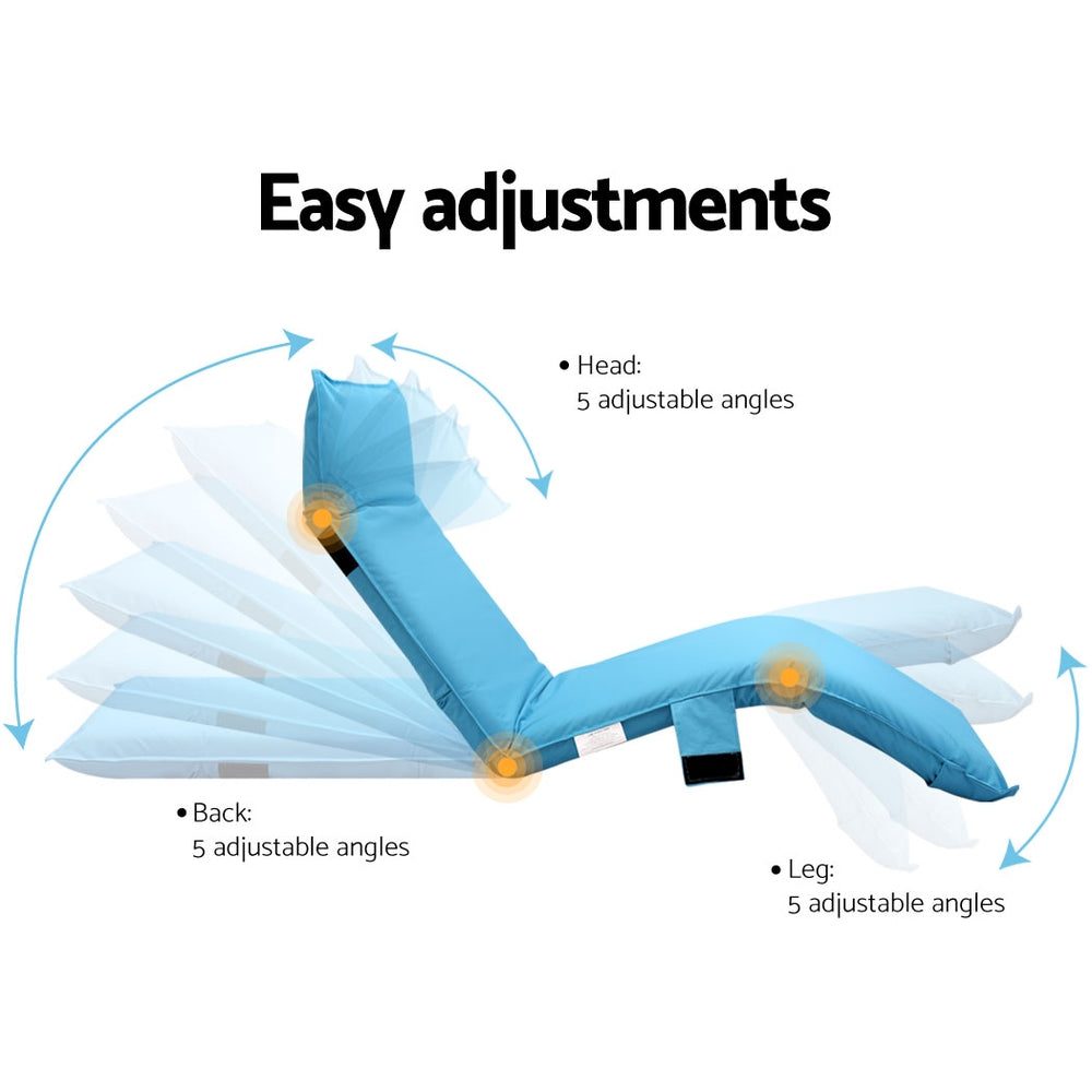Sun Lounger Lightweight Adjustable Pool Blue