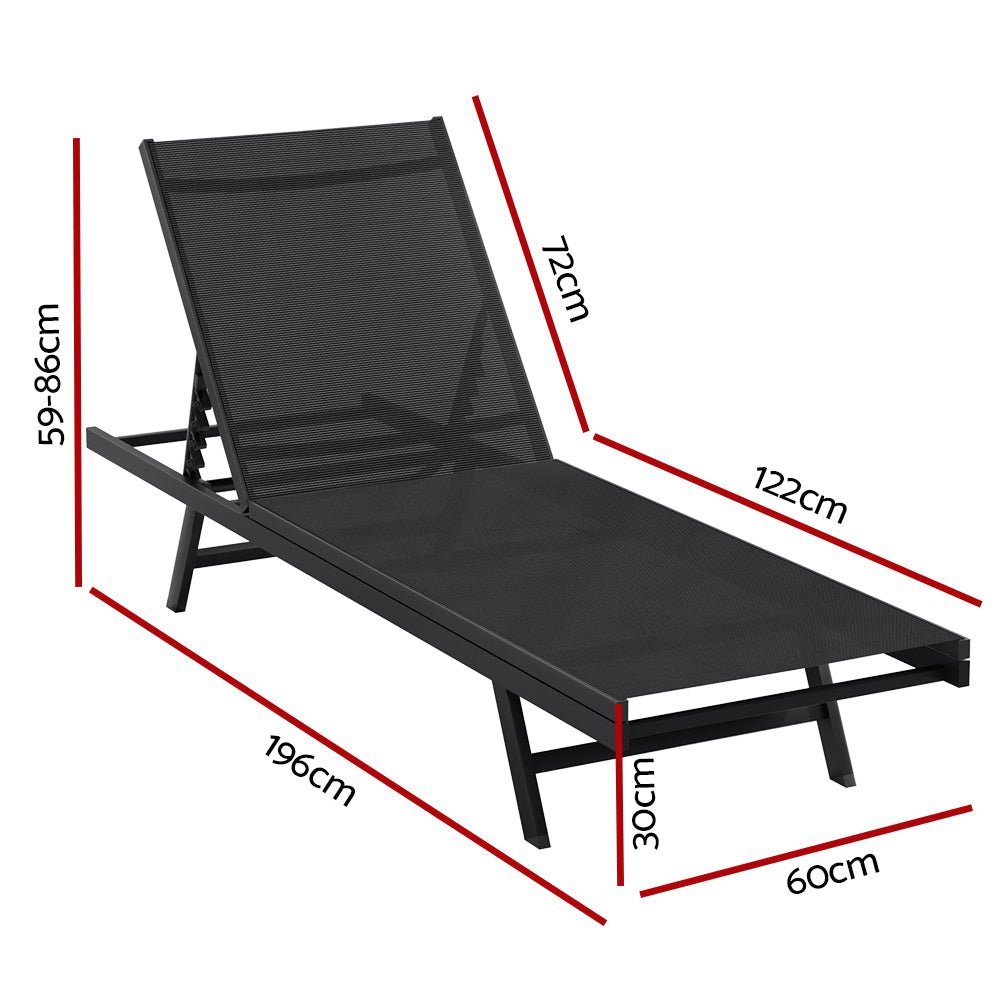 Sun Lounger Lightweight Steel Adjustable