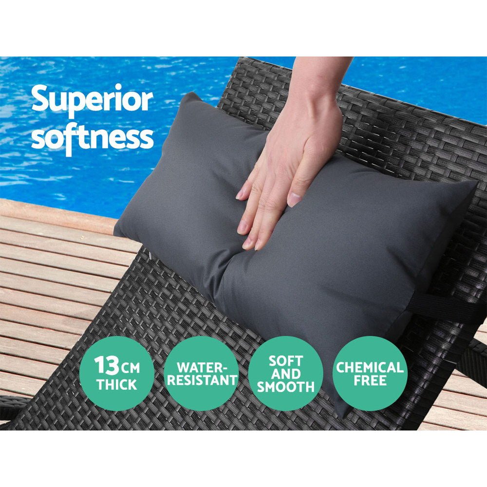 Sun Lounge Outdoor Furniture Lounger Beach with Armrest Black