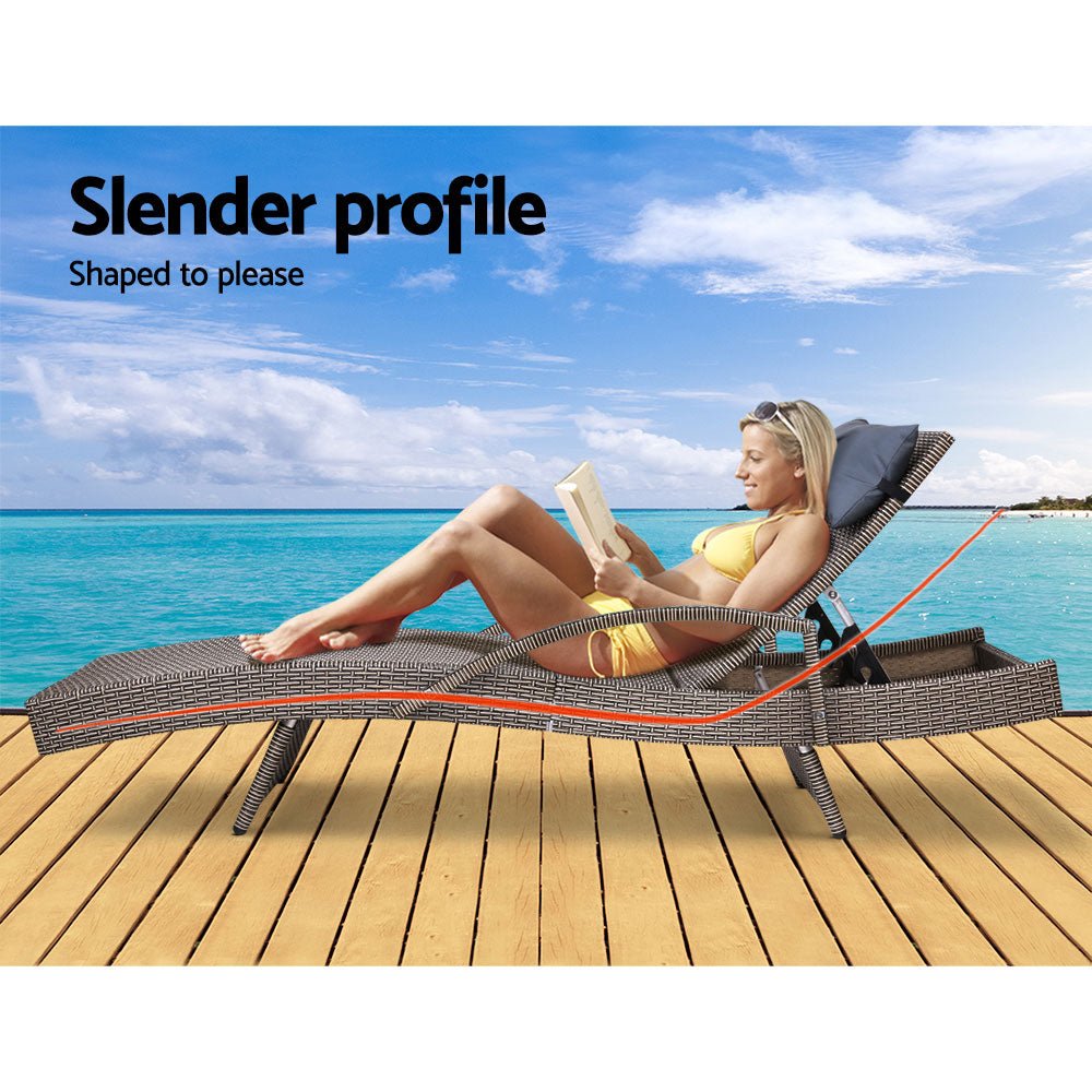 Sun Lounge Outdoor Furniture Lounger Beach with Armrest Beige