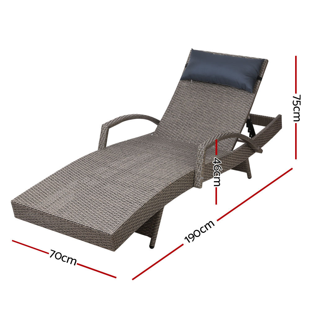 Sun Lounge Outdoor Furniture Lounger Beach with Armrest Beige