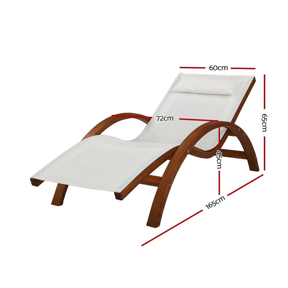 Sun Lounge Outdoor Furniture Patio Lounger Natural Larch Wood